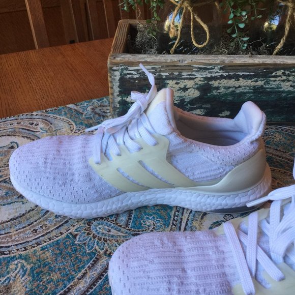 Adidas Ultra Boost athletic shoes, white 8